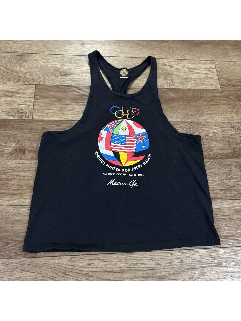 Vtg 90s Gold's Gym Macon GA Stringer Tank Top XL USA Made